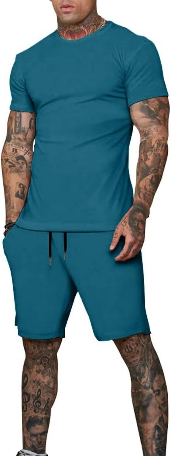 Men Short Sets 2 Piece Outfits Fashion Summer Tracksuits Casual Shirt and Shorts Set