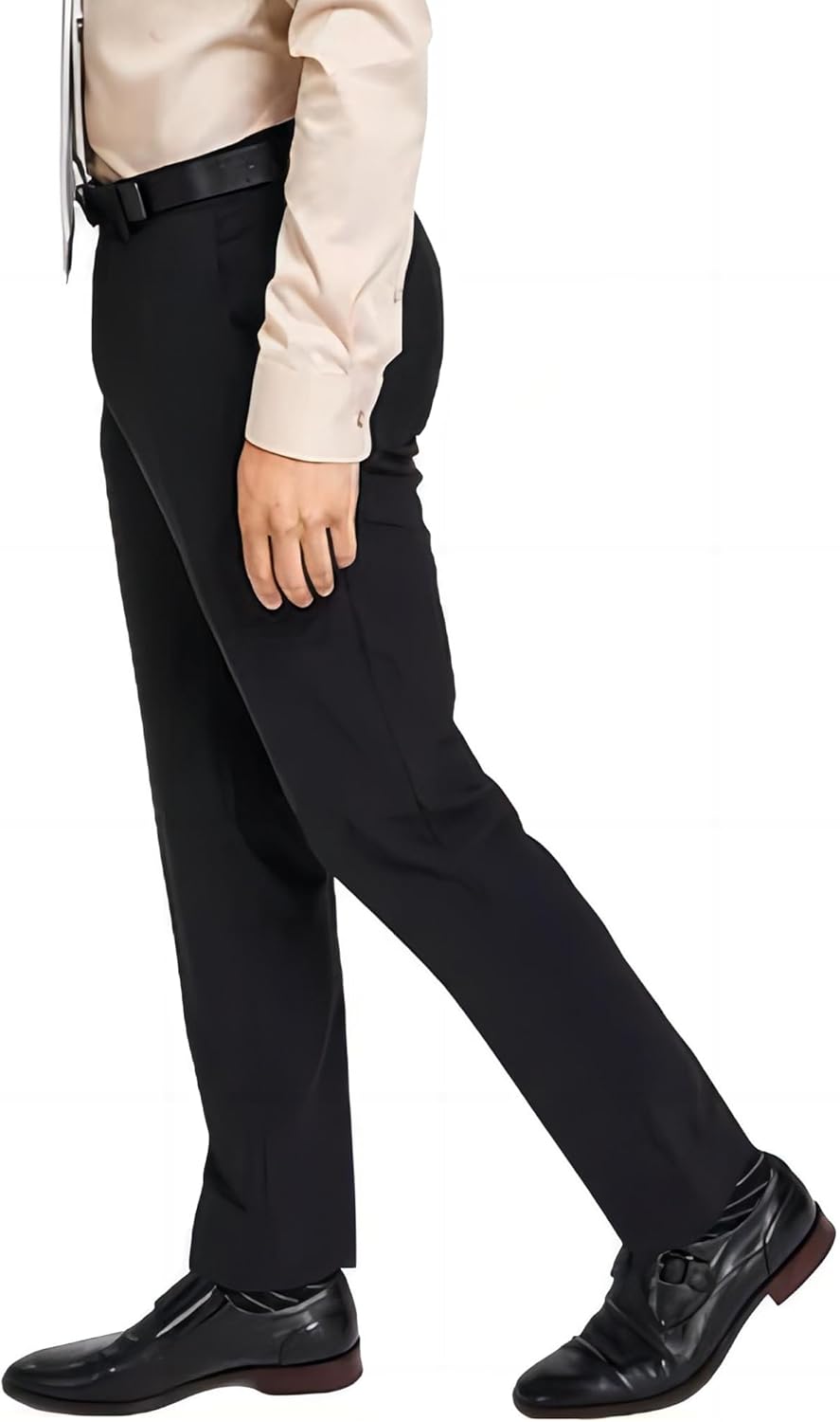 Mens Classic Fit Flat Front Hidden Expandable Waist Dress Pants No Iron Suit Pants