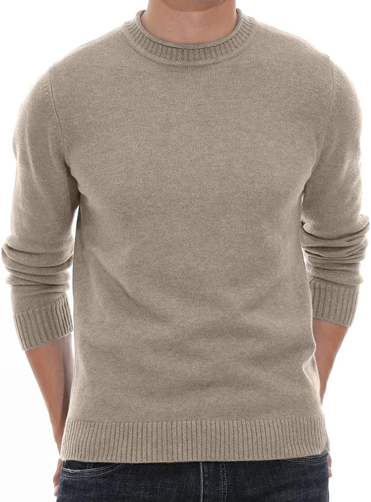 Men Crewneck Sweater Soft Casual Sweaters for Men Classic Pullover Sweaters with Ribbing Edge