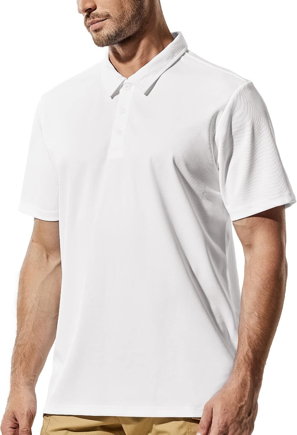 Men Quick Dry Polo Shirts Polyester Casual Collared Shirts Short Sleeve, Moisture-Wicking, Sun Protection