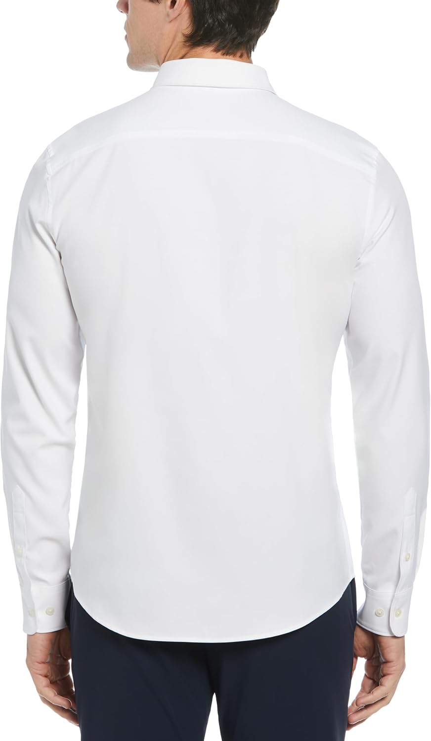 Men Solid Long Sleeve Dress Shirt, Slim Fit, Point Collar, Lightweight Stretch Fabric