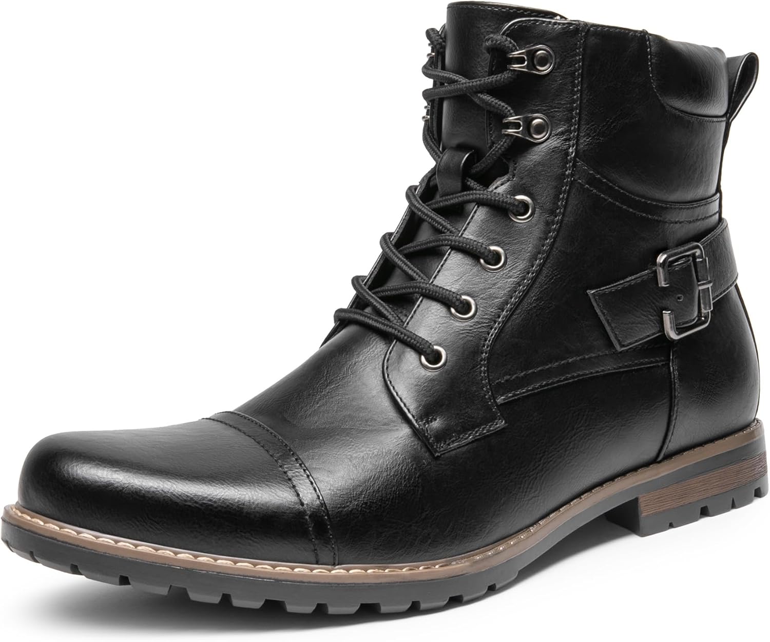 Men Motorcycle Combat Boots Zipper Biker Boot