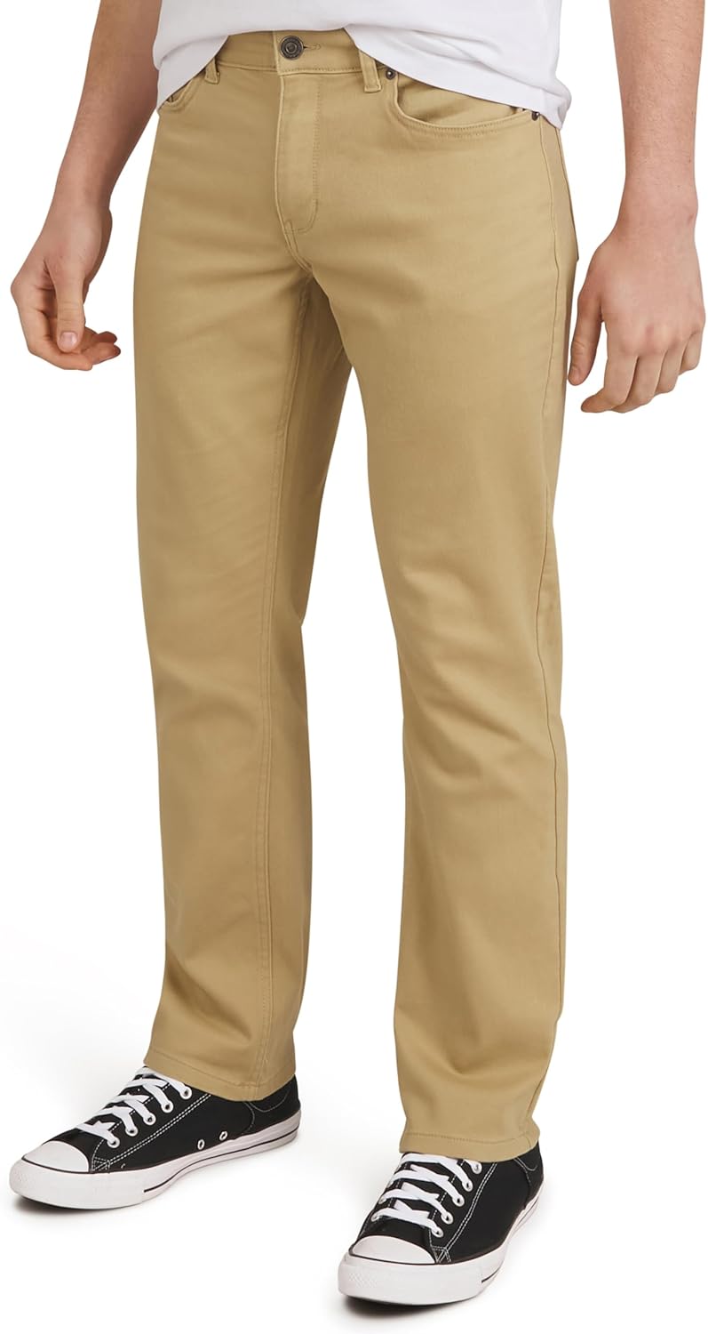 Mens 5 Pocket Straight Fit Stretch Waist Casual Chino Pants
