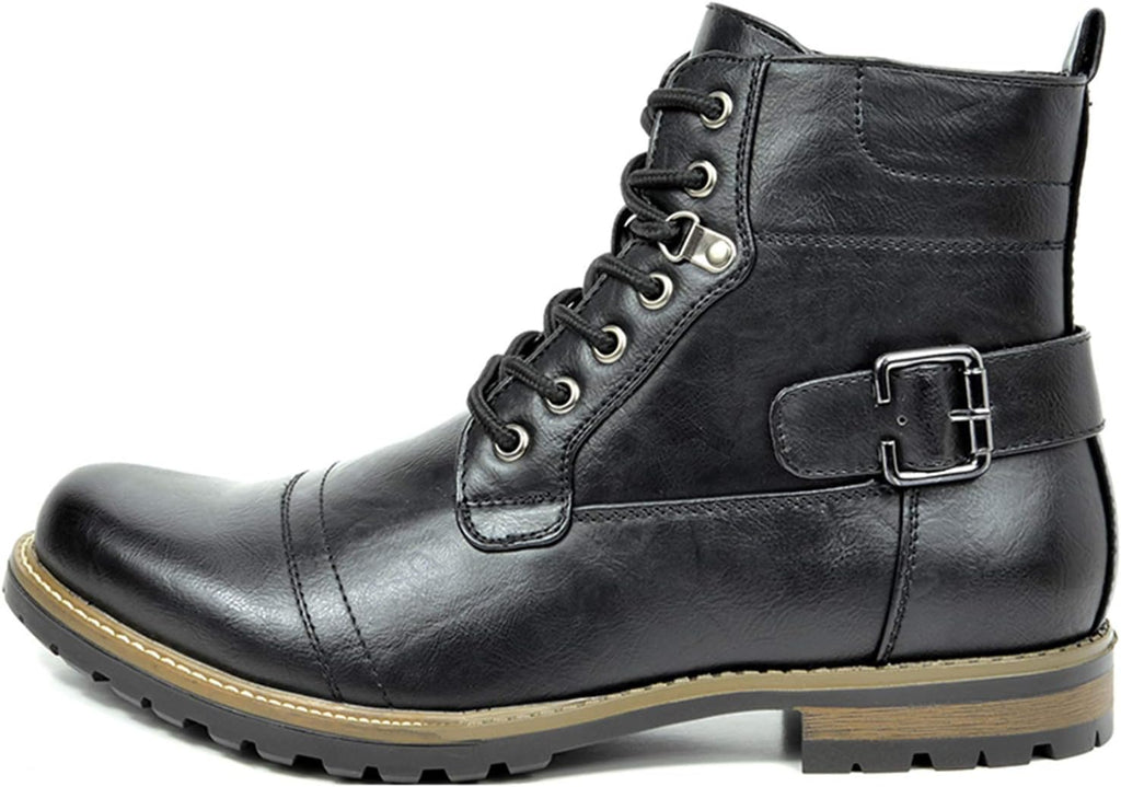 Men Motorcycle Combat Boots Zipper Biker Boot