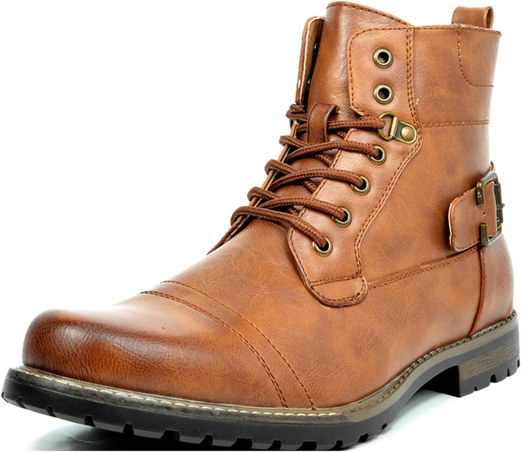 Men Motorcycle Combat Boots Zipper Biker Boot