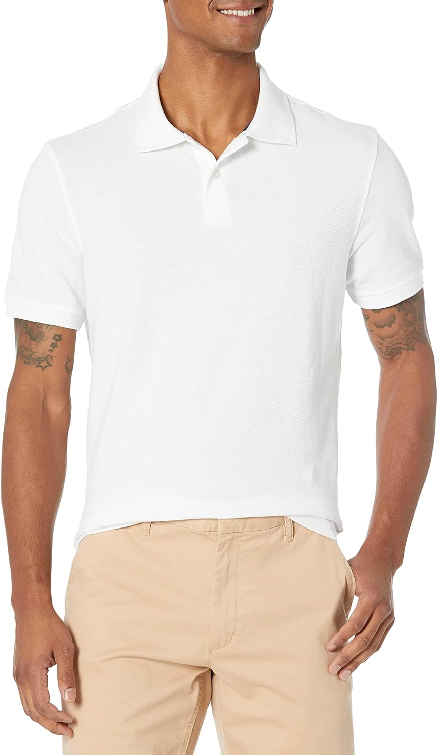 Men Polo Shirts Short Sleeve, Slim-Fit Cotton Pique