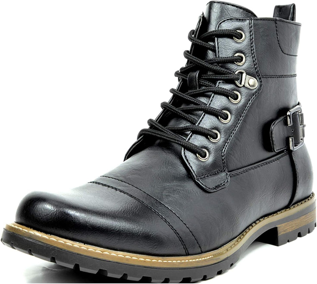 Men Motorcycle Combat Boots Zipper Biker Boot