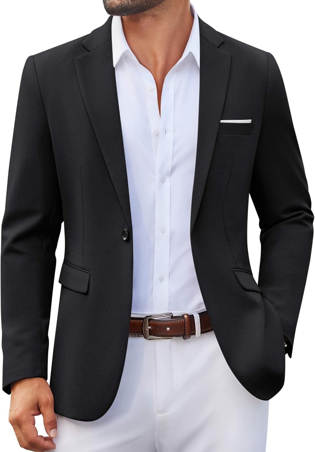 Men's Casual Blazer One Button Sport Coats Lightweight Suit Jacket
