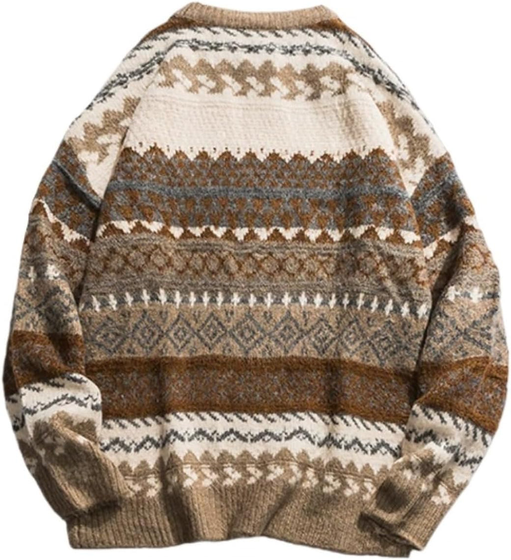 Men Grandpa Sweater Vintage Aesthetic Knit Striped Casual Long Sleeve Pullovers  Grunge Streetwear