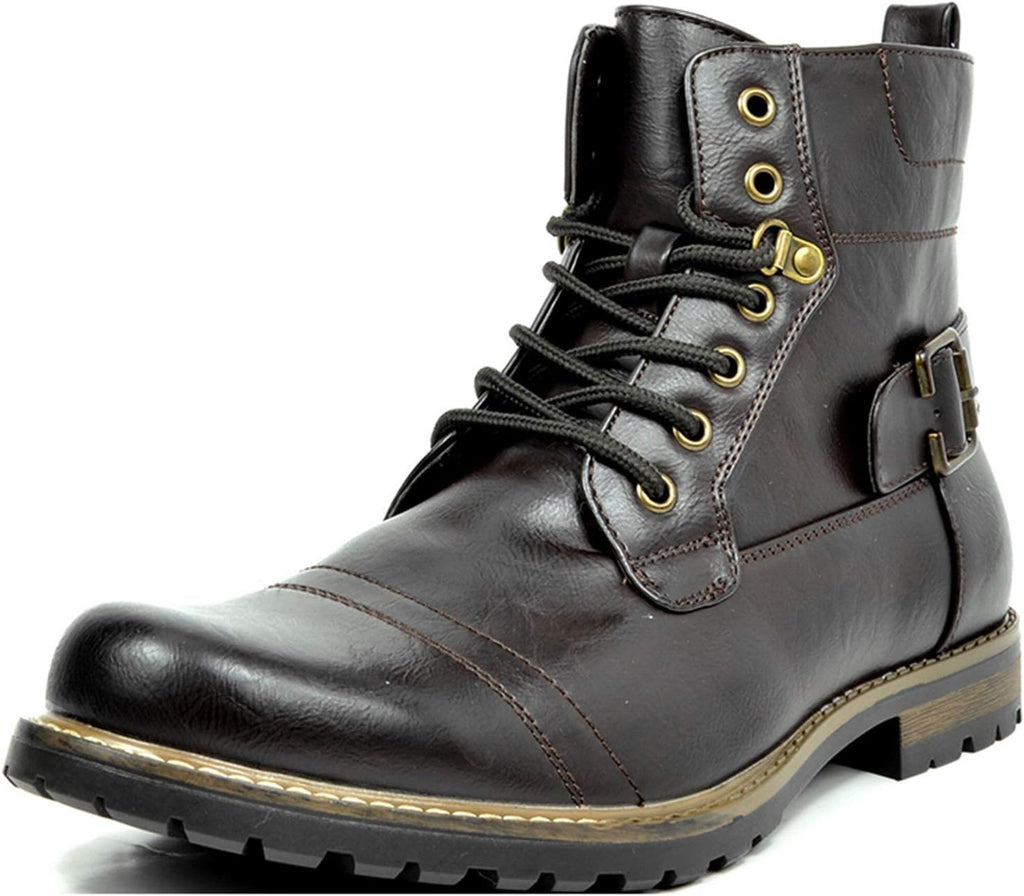 Men Motorcycle Combat Boots Zipper Biker Boot