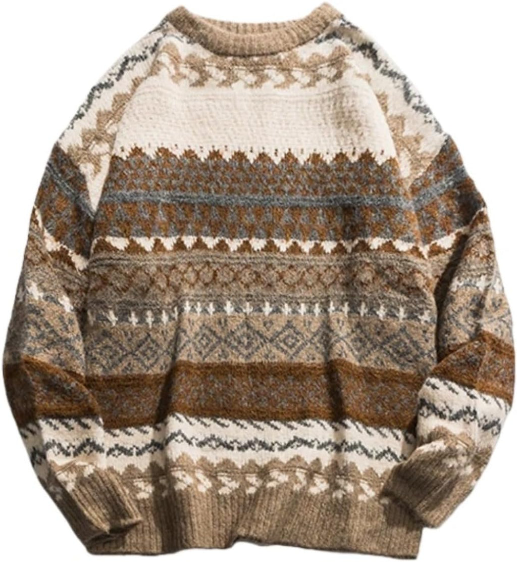 Men Grandpa Sweater Vintage Aesthetic Knit Striped Casual Long Sleeve Pullovers  Grunge Streetwear