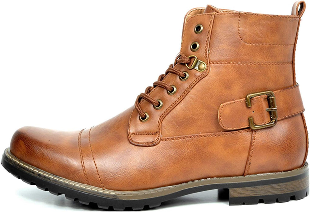 Men Motorcycle Combat Boots Zipper Biker Boot