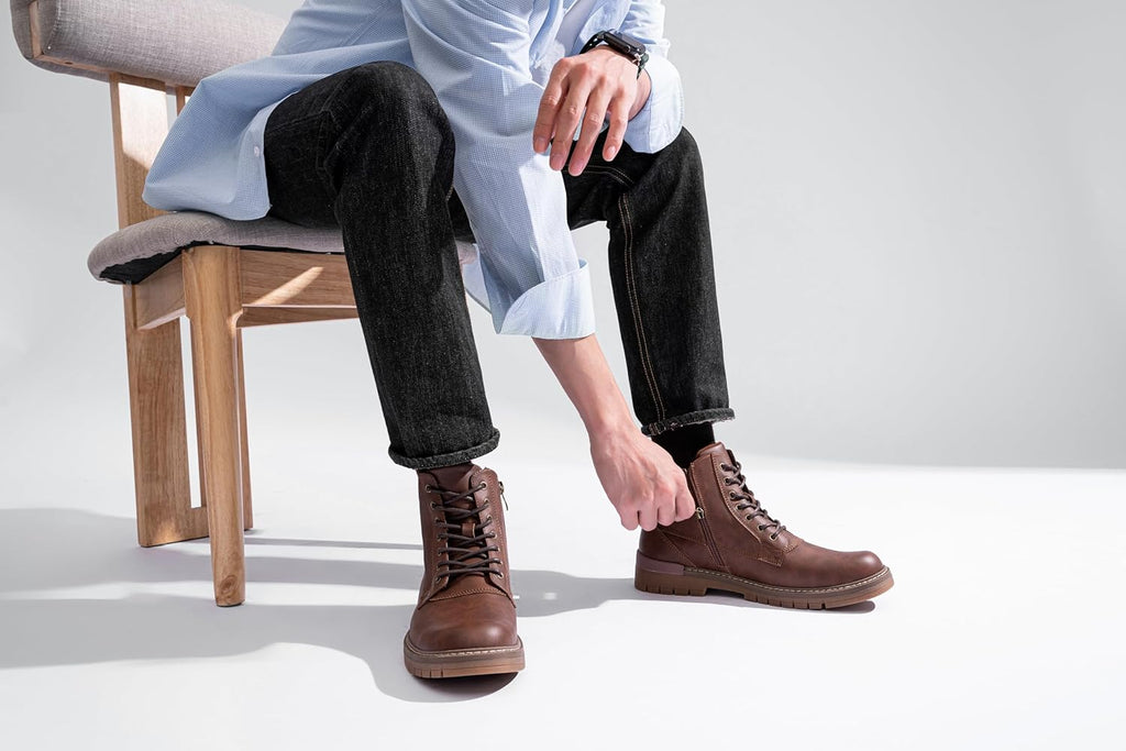 Mens Boots Fashion Casual Boot Hiking Zipper  Boots for Men