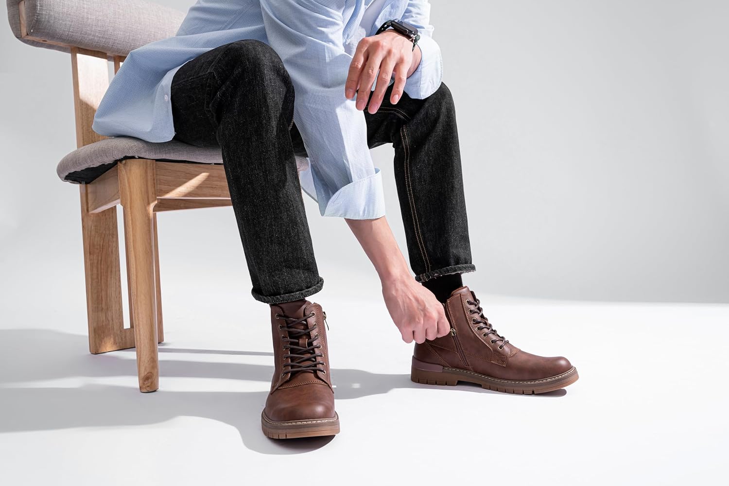 Mens Boots Fashion Casual Boot Hiking Zipper  Boots for Men