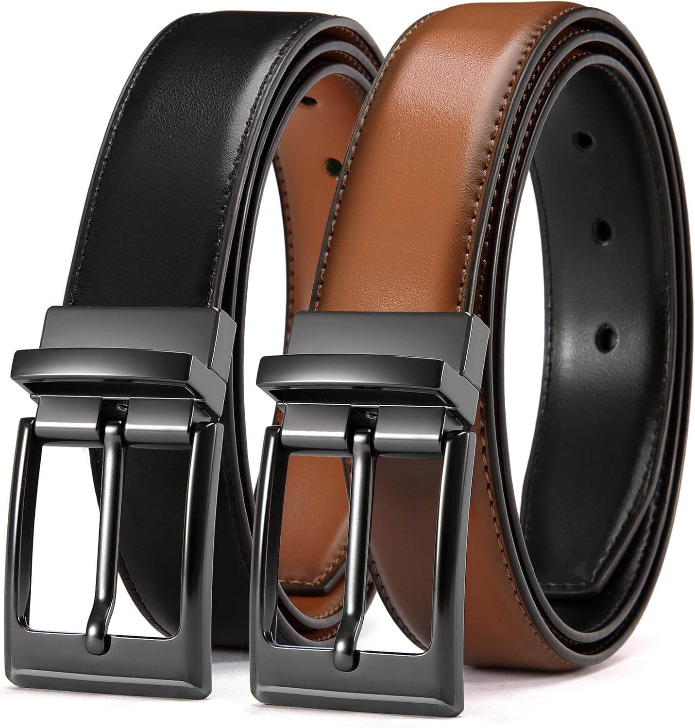 Mens Belts Leather 1 Pack - 1.25" Reversible Belts for Men for Dress Pants - One Belt, Two Colors