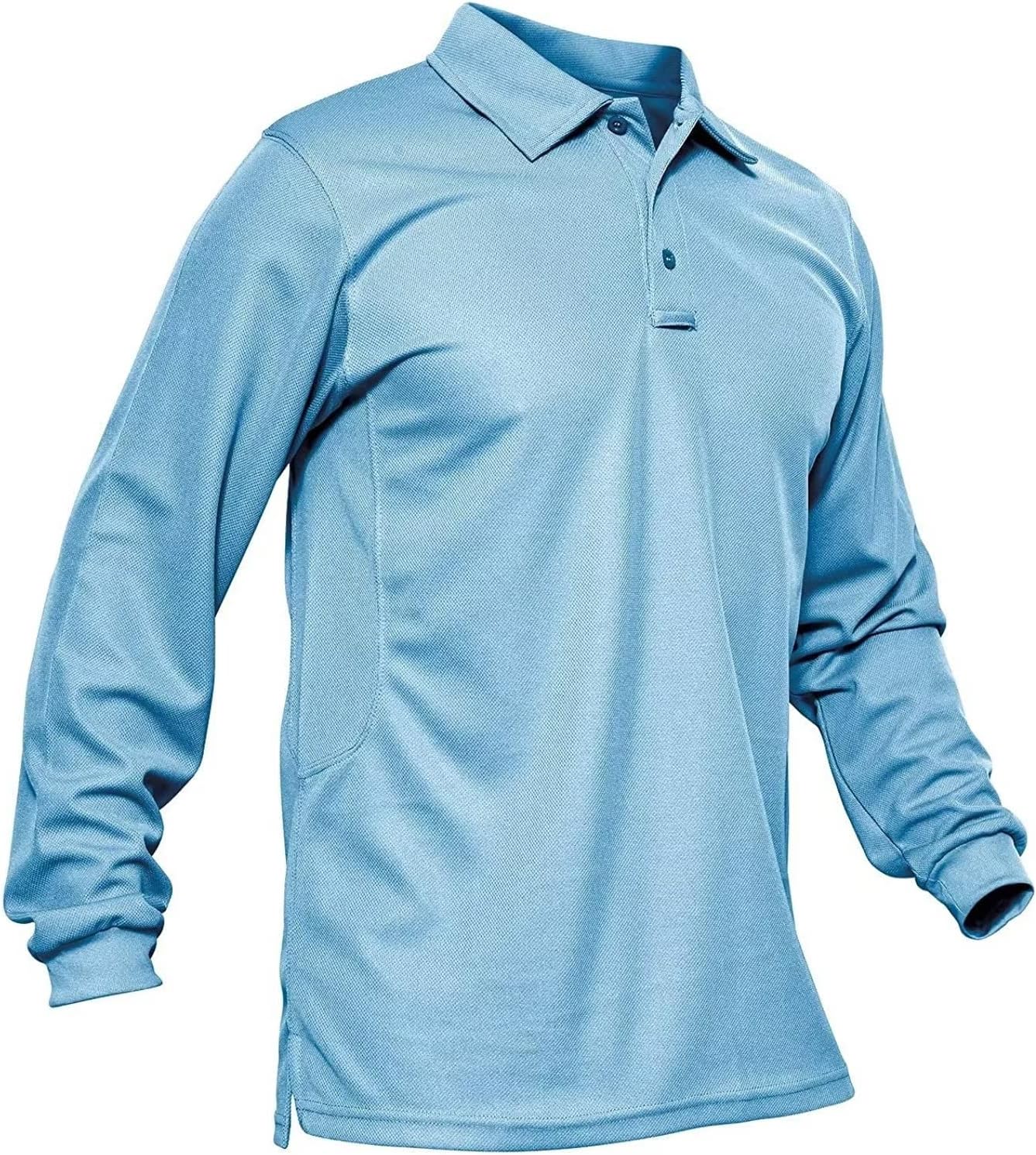 Men Polo Shirts 3 Button Quick Dry Performance Long Sleeve Tactical Shirts Pique Jersey Golf Shirt